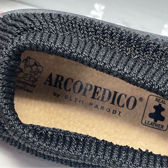 Arcopedico Black Knit Slip-On Shoes Leather insole Handmade Portugal - Picture 10 of 10